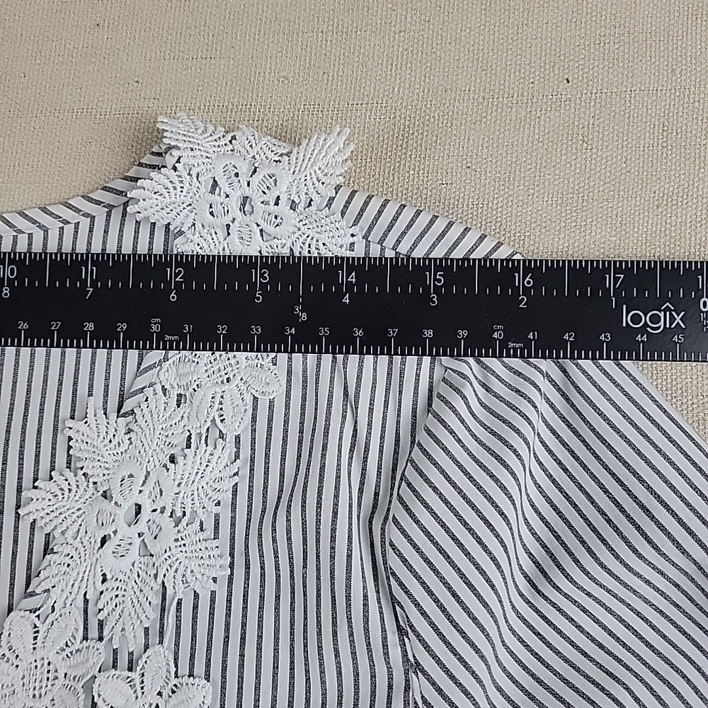 Spense Women's Striped Lace Blouse Top Long Sleeve Stretch Size L - Picture 4 of 10